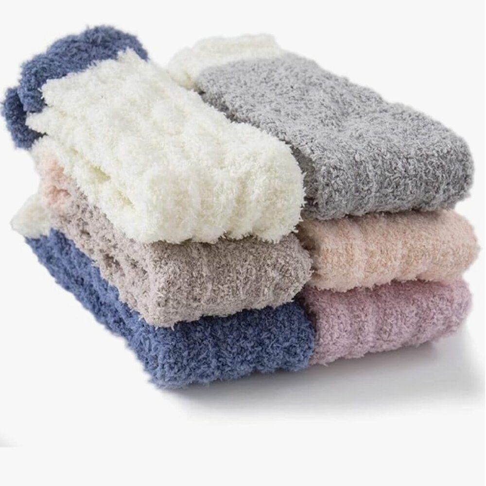 6 Fuzzy Socks Soft Cozy Fluffy Socks